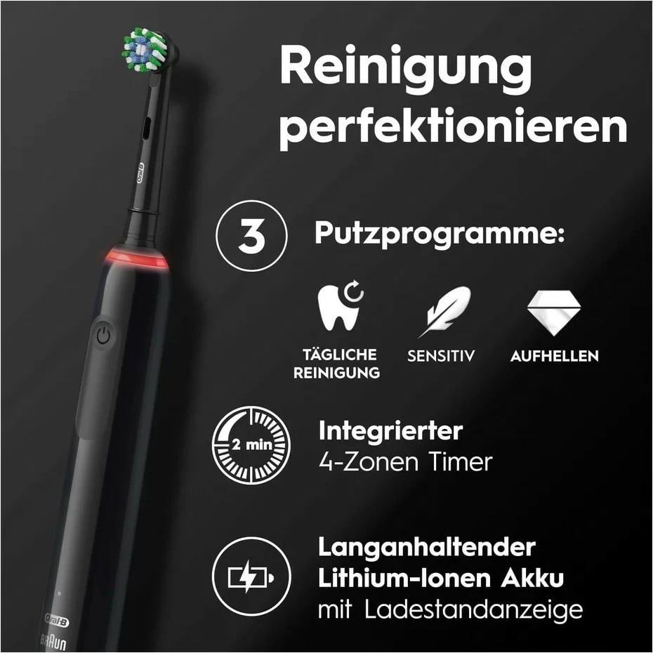 Furçë dhëmbësh elektrike Oral-B Pro 3, zi/bardhë