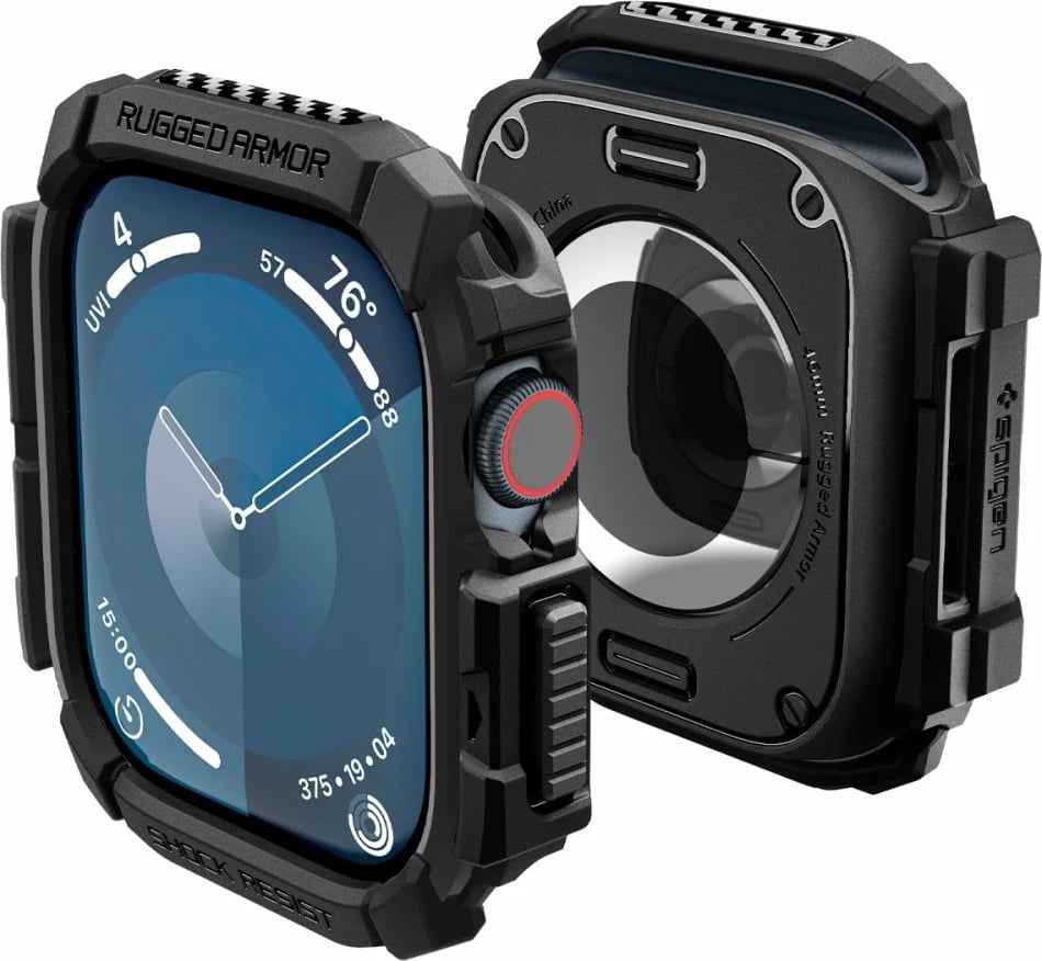 Mbështjellës Spigen Rugged Armor për Apple Watch 10, 46mm, i zi