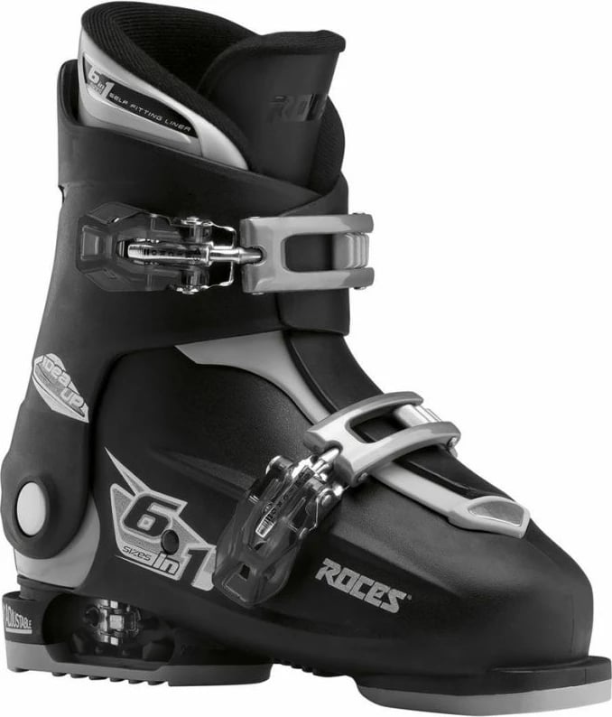 Çizme skijimi Roces për fëmijë, të zeza dhe argjendta