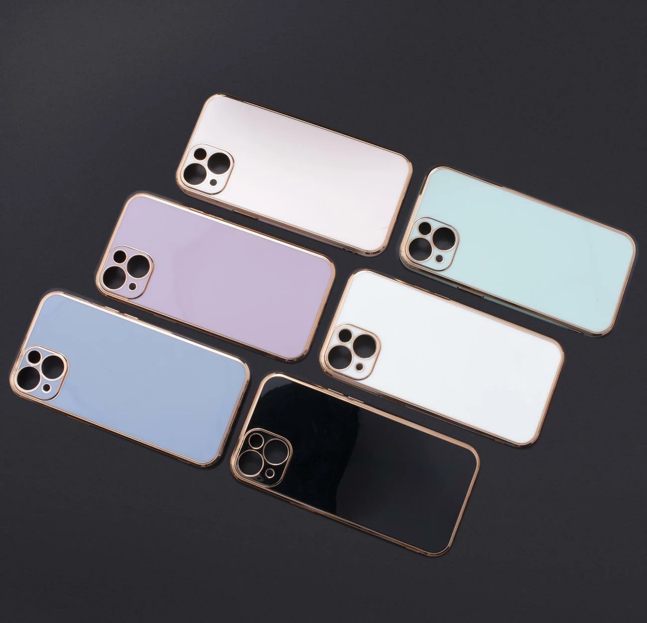 Mbështjellës Hurtel Fashion Case për iPhone 12 Pro Max, xhel, kornizë e artë, mint