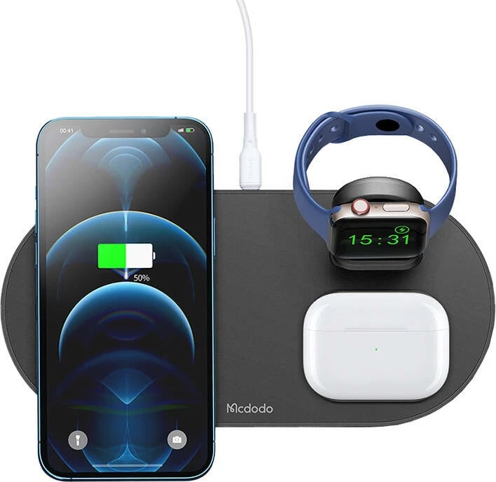 Karikues wireless Mcdodo CH-7061 3 në 1, 15W, i zi