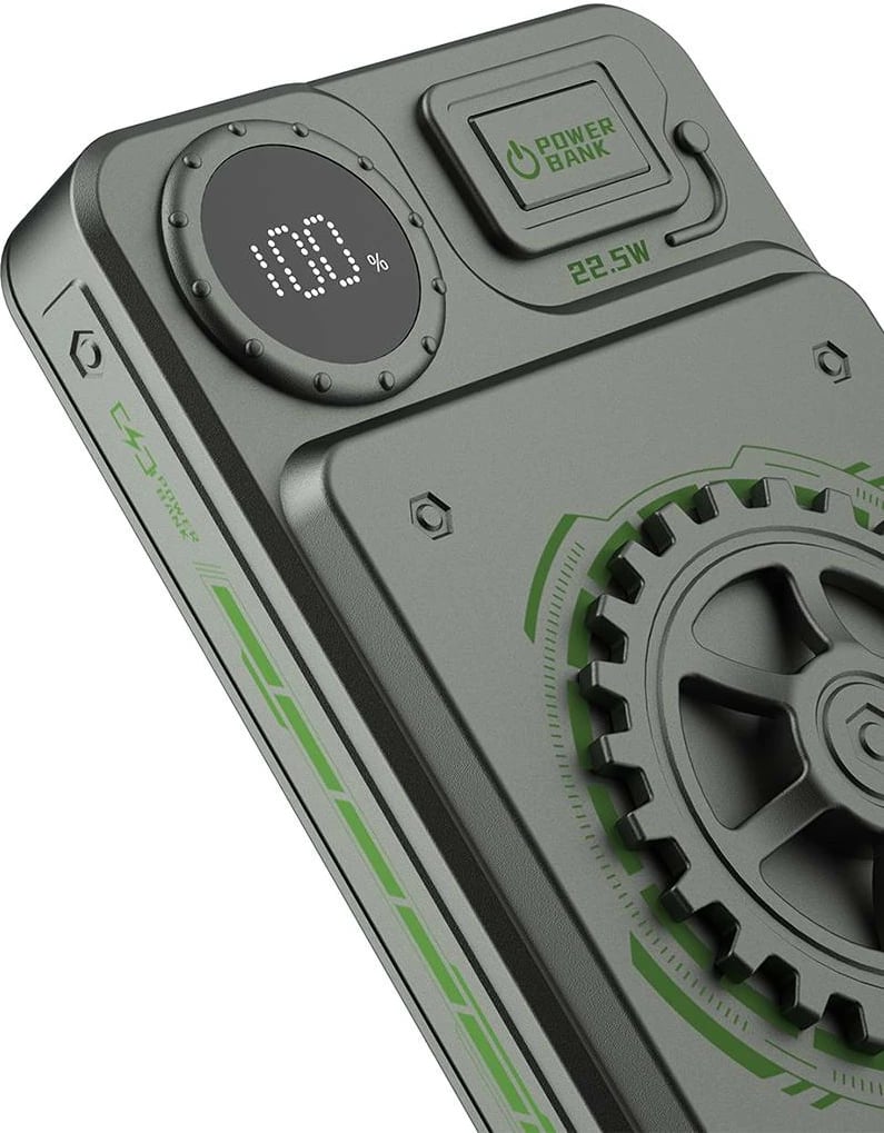 Powerbank Dudao K24, 10000mAh, 22.5W, USB-A/USB-C, me ekran, Gri