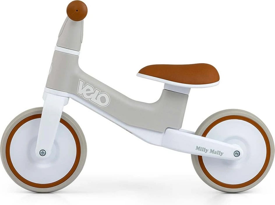 Biçikletë balancuese fëmijësh, Milly Mally Velo Kids, rrota 7" EVA, kornizë plastike e lehtë, 18+ muaj, kafe