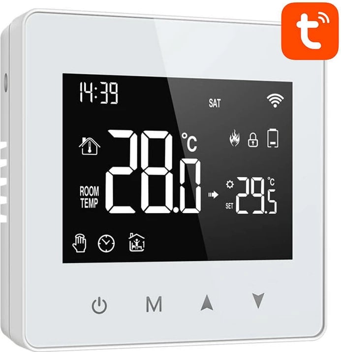 Termostat i mençur Avatto WT198, WiFi, Tuya Smart Life, i bardhë