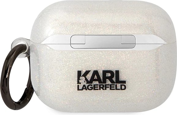 Mbështjellës Karl Lagerfeld KLAPHNKCTGT për AirPods Pro, transparent me shkëlqim, me unazë