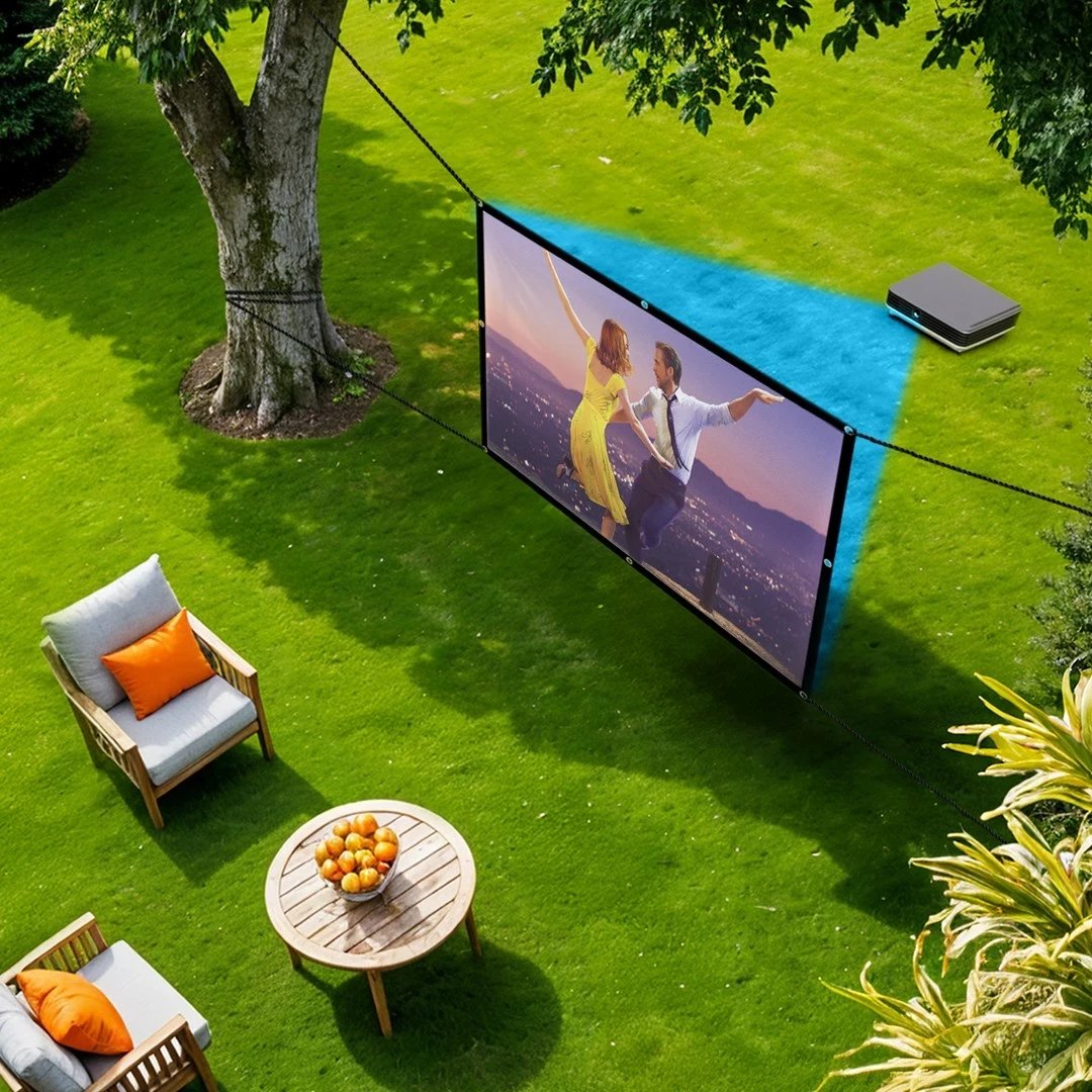 Ekran projektori Maclean MC-167, 150", 330x187cm, 16:9, poliester, me grepa tensionues