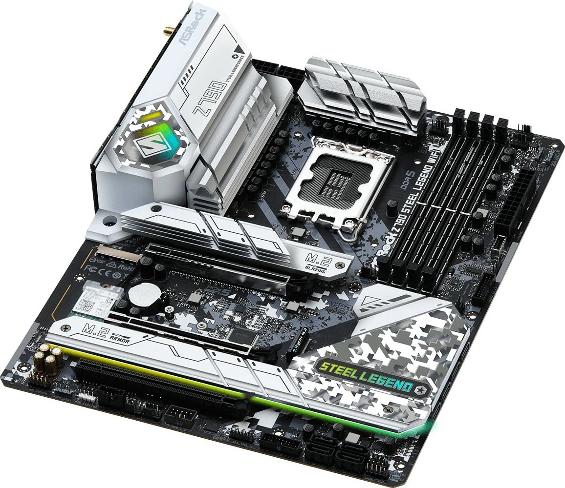 Pllakë amë ASRock Z790 Steel Legend WiFi, Intel, LGA 1700, DDR5-SDRAM, 128 GB, DIMM