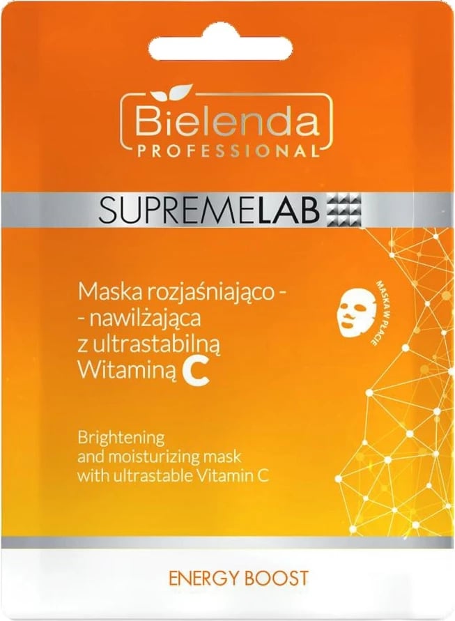 Maskë për fytyrë për femra Bielenda Professional SupremeLab Energy Boost Brightening and Moisturizing me Vitaminë C ultra-stabile, 1 copë