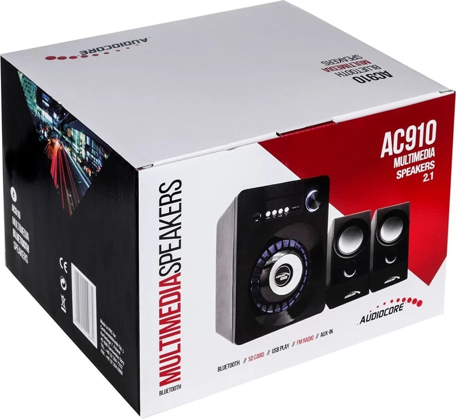 Set altoparlantësh Audiocore AC910, 10 W, PC / Laptop, Bluetooth, e zezë