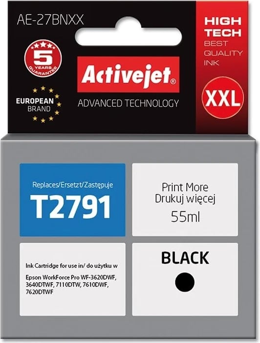 Ngjyrë zëvendësuese Activejet AE-27BNXX për printer Epson, 55 ml, e zezë