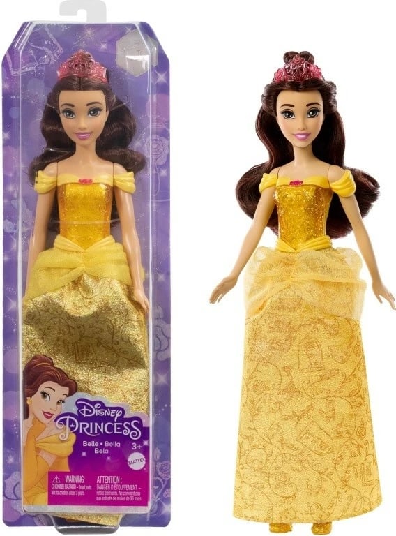 Kukull Disney Princess Belle Mattel HLW11, fustan i verdhë, me aksesorë