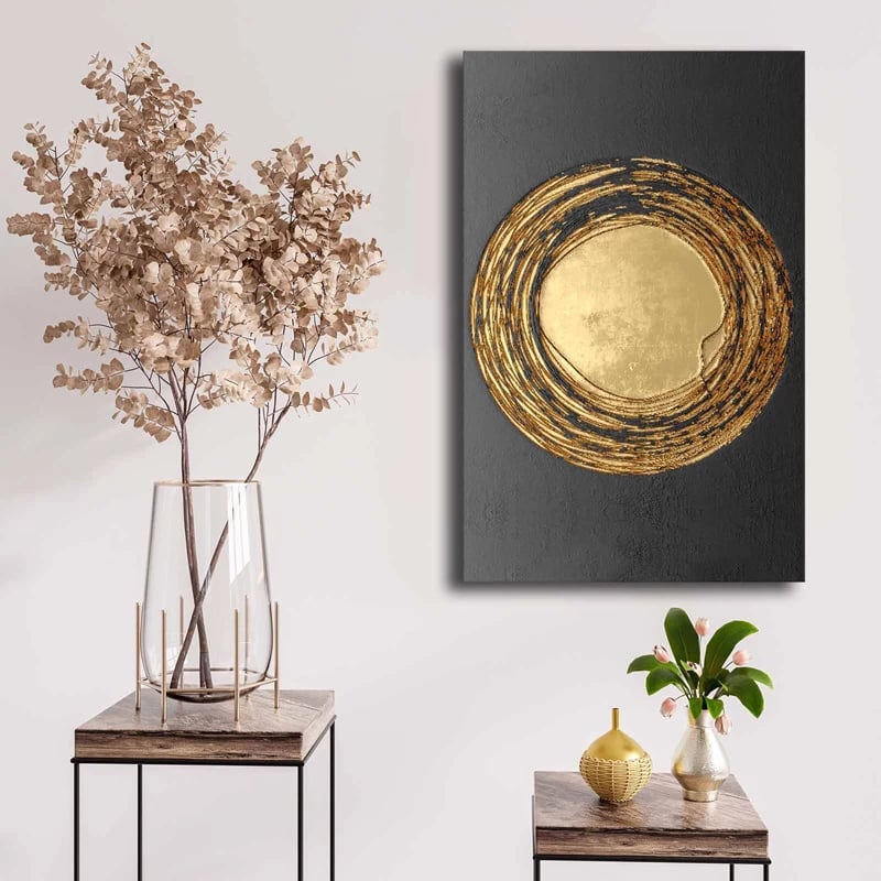 Pikturë kanavacë Zesan, printim digjital, ngjyrë ari e zezë, 40x3x70cm