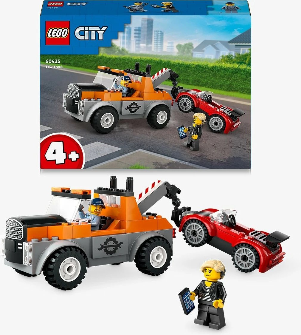 Set ndërtimi LEGO City 60435, kamion tërheqës me veturë sportive, 101 pjesë, shumëngjyrësh