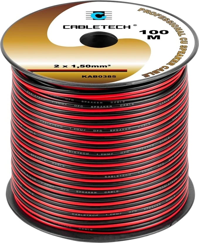 Kabëll për altoparlantë CABLETECH, 1.5mm, zi-kuq