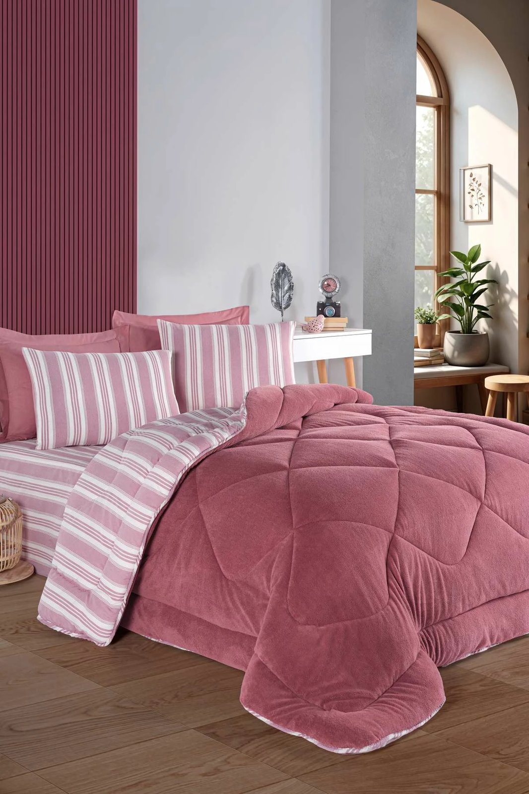 Set këllëfësh jastëku (2 copë), L'essentiel, Soft Line, ngjyrë e kuqe e errët