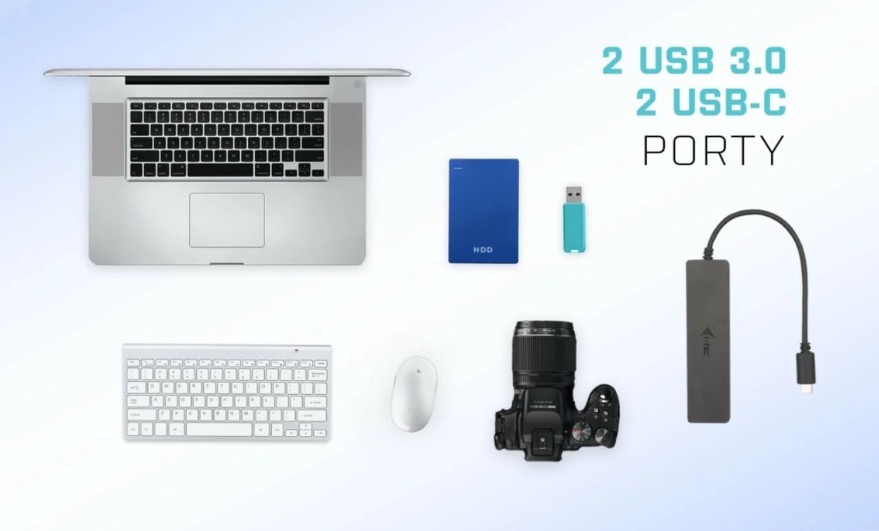 Hub USB i-tec C31HUBMETAL2A2C, 2x USB 3.0, 2x USB-C, 10 Gbps, Metal, Zi