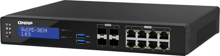NAS sistem QNAP QuCPE-3034-C3758R-16G, Intel Atom, 16GB RAM, 8x2.5GbE, 4x10GbE, e zezë