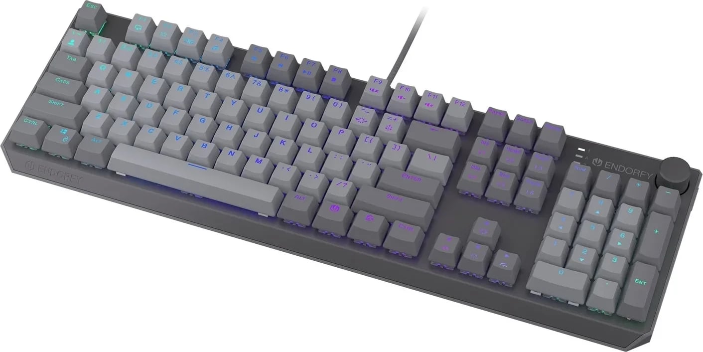 Tastierë mekanike Endorfy Thock V2, RGB, full-size, USB-C, gri
