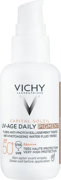 Lëng mbrojtës nga dielli me ngjyrë Vichy Capital Soleil UV-Age Daily Medium SPF50, unisex, 40ml