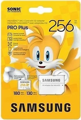 microSD kartelë Samsung Sonic Pro PLUS 256GB UHS-I U3 me adapter