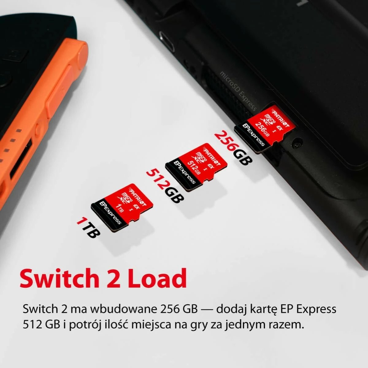 Kartë memorie microSDXC Patriot EP Express 1TB, 800/600MB/s, e kuqe