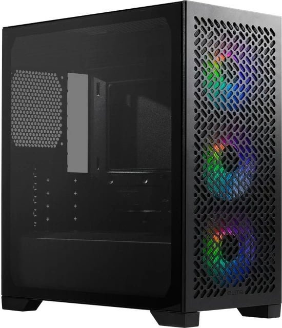 Kasë Cooler Master Elite 302, midi tower, xham i tejdukshëm, RGB, e zezë
