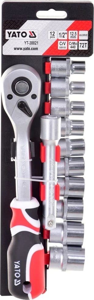 Set çelësash Yato YT-38821, 12 copë, Krom