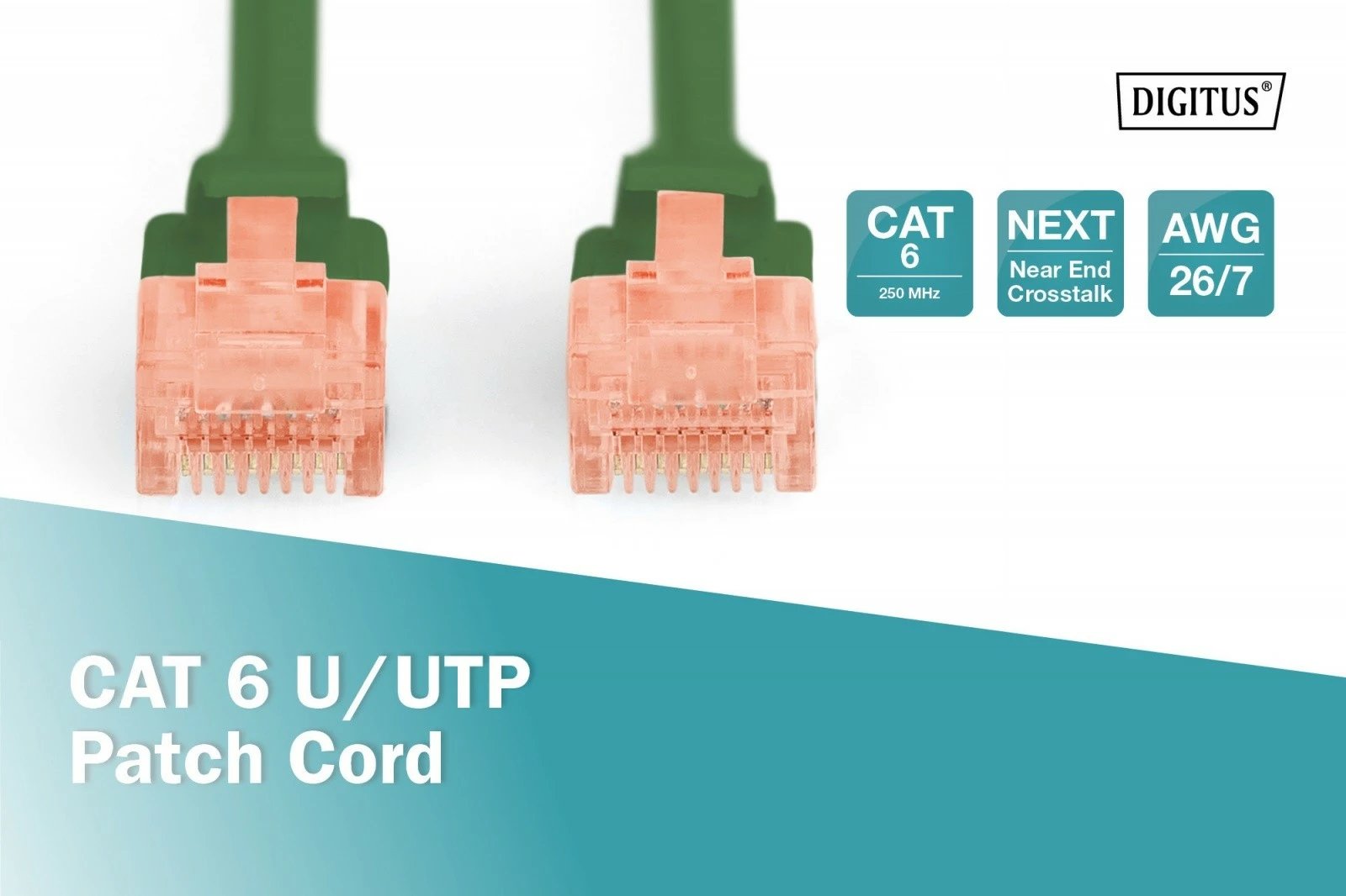 Kabllo rrjeti Digitus CAT 6, 5m, U/UTP, RJ45 mashkull-mashkull, Gjelbër