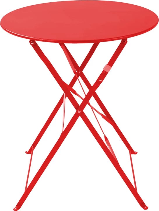 Set bistro 3 pjesë, tavolinë me karrige për terasë, ngjyrë e kuqe, D60x71cm