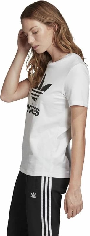 Maicë adidas Trefoil për femra, e bardhë