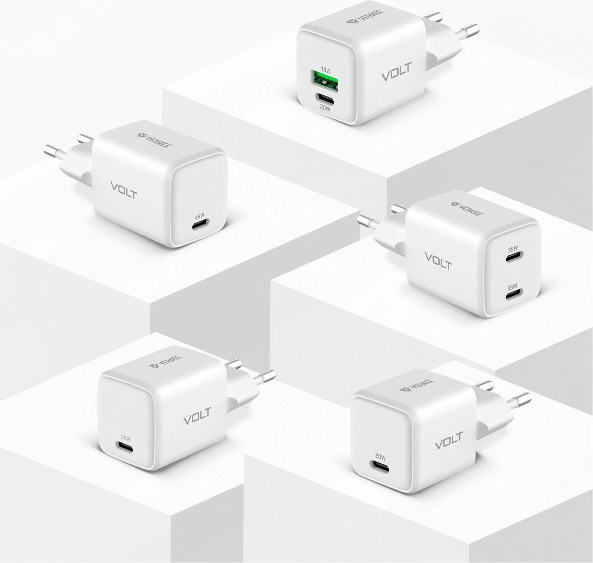 Karikues muri YENKEE YAC G38 VOLT, 20W, 2 porta USB (USB-A + USB-C), Bardhë