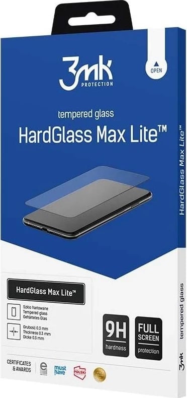 Mbështjellës xhami 3MK HardGlass Max Lite për Samsung Galaxy S23 Ultra, transparent