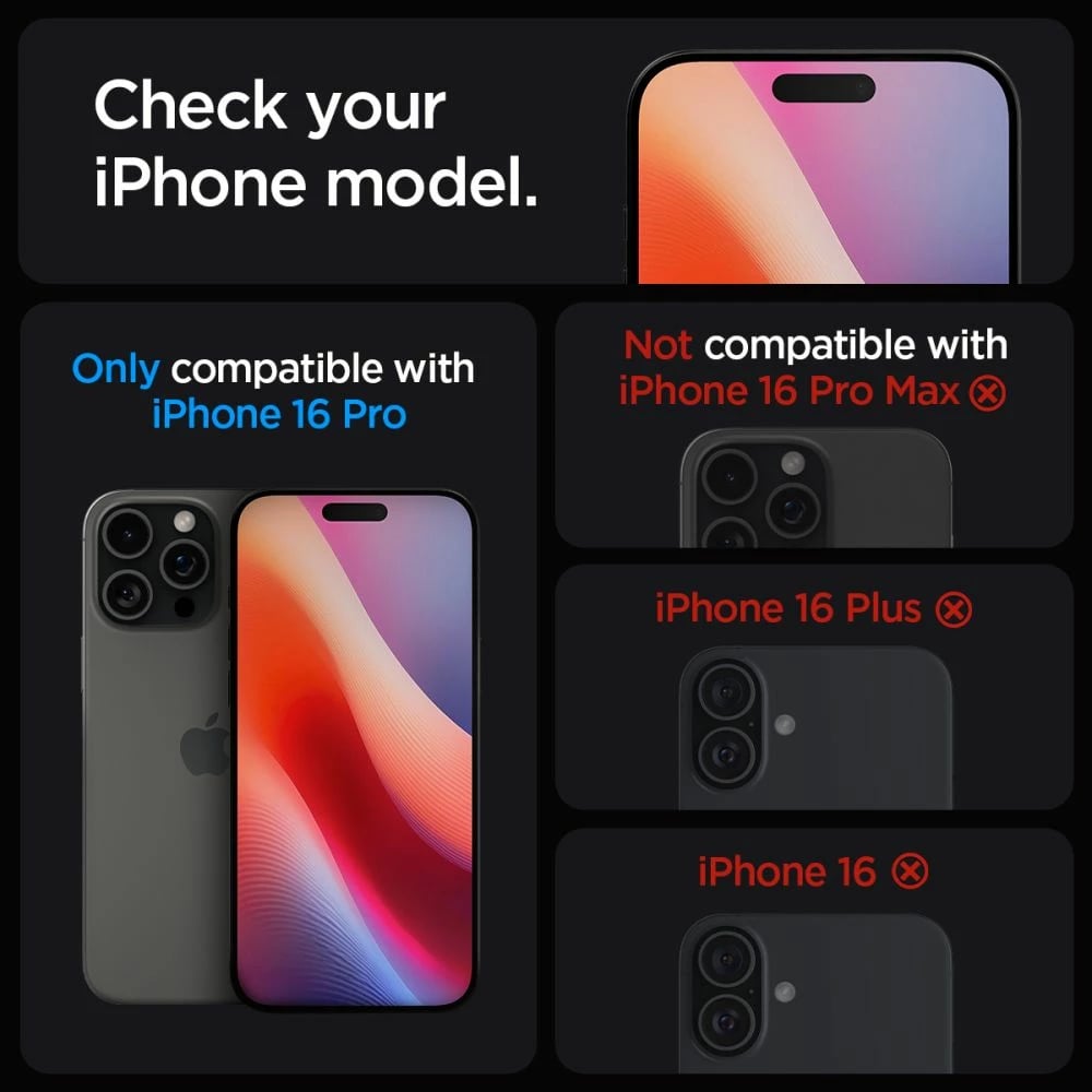 Xham mbrojtës Spigen Glas.tR EZ Fit për iPhone 16 Pro, 2 copë
