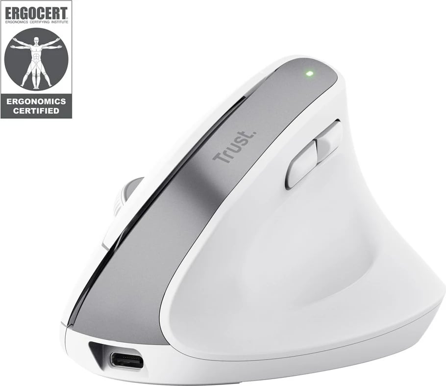 Maus Trust Bayo+, pa tela, optik, 2400 DPI, i bardhë