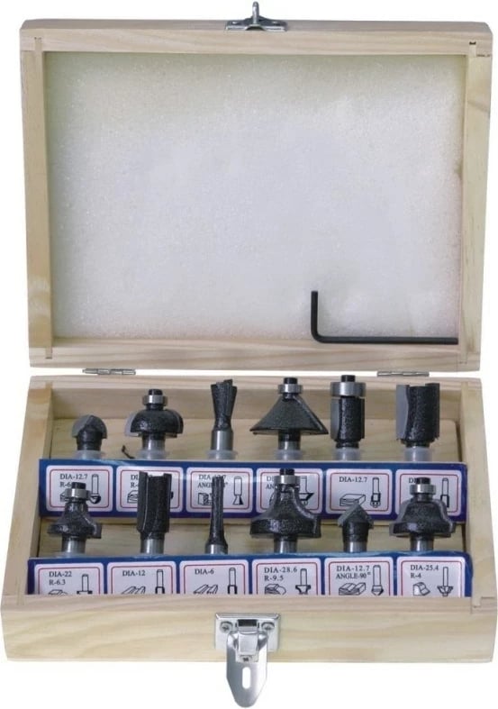 Set mjetesh DEDRA 0780 për bluarje dhe lëmim, 12 copë, për dru