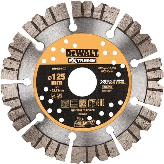 Disk diamant DeWALT Extreme Runtime, 125 mm, Metallic