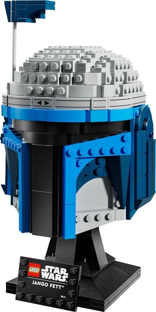 Set LEGO Star Wars Helmet Jango Fett 75408, 816 pjesë, për të rritur, blu/gri