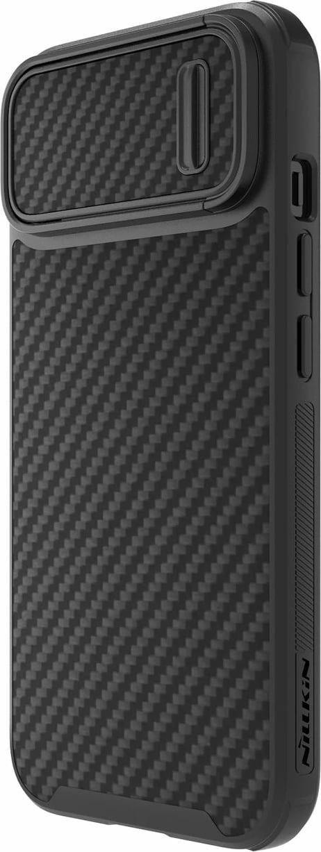 Mbështjellës Nillkin Synthetic Fiber S Case për iPhone 14 Plus me kapak kamere, i zi