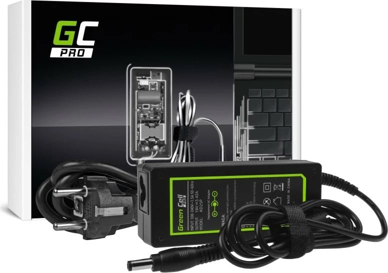Kasë furnizimi Green Cell PRO AD25P për laptop, 19V 3.42A 65W, e zezë