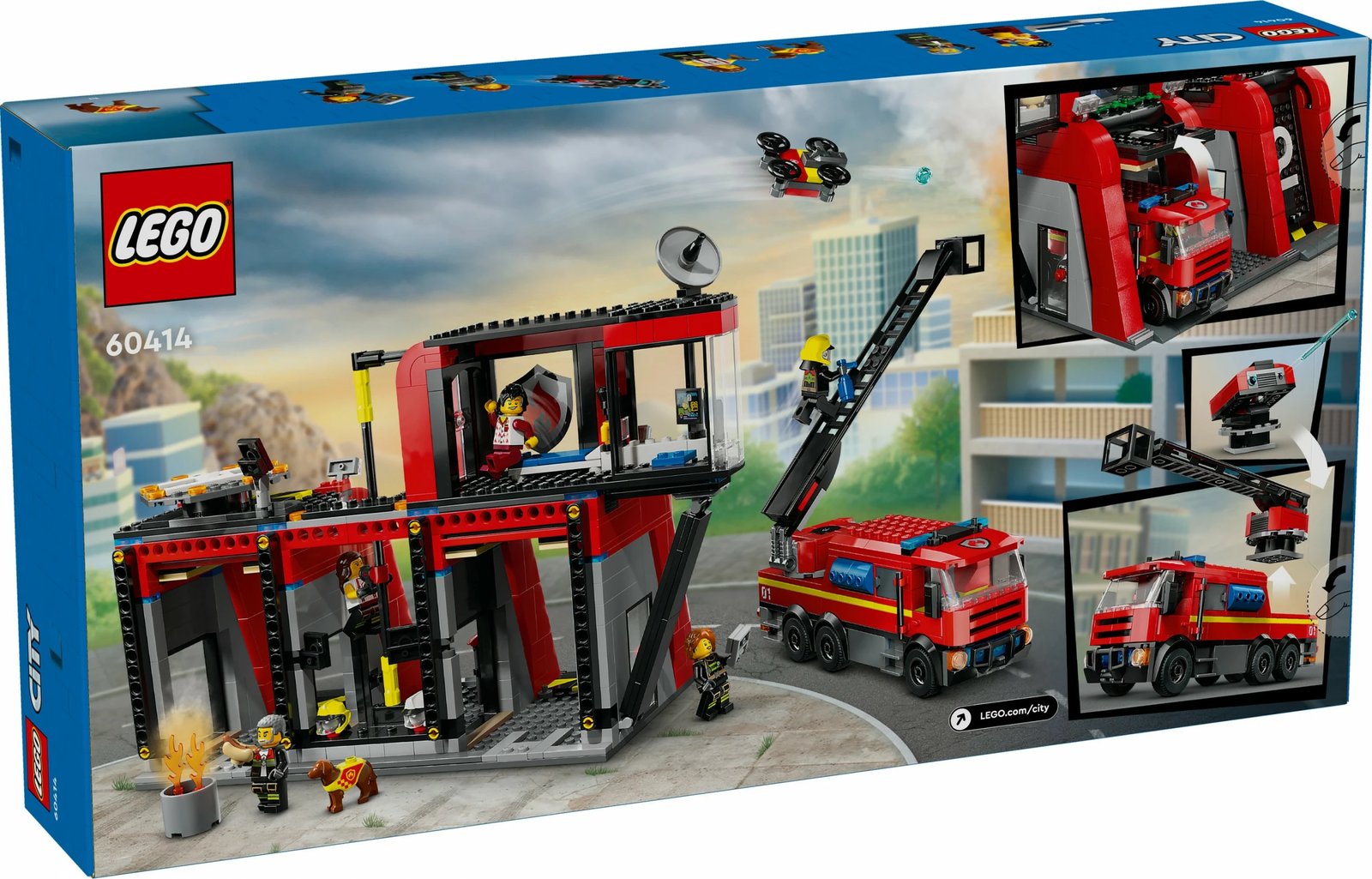 Set ndërtimi LEGO City 60414, stacion zjarri me kamion, 843 pjesë, shumëngjyrësh Set ndërtimi LEGO City 60414, stacion zjarri me kamion, 843 pjesë, shumëngjyrësh