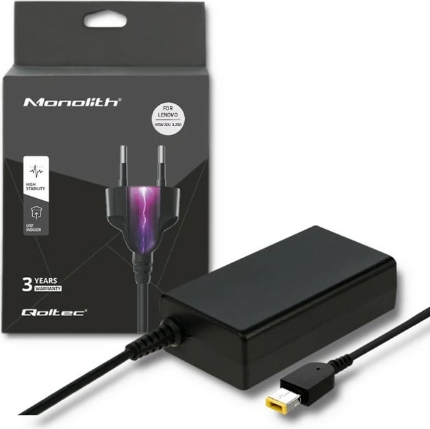 Kasë rryme Qoltec për Lenovo, 65W, 20V, 3.25A, square tip