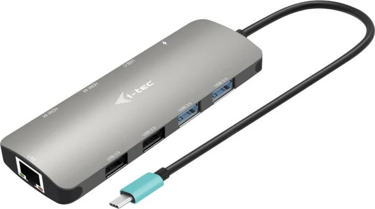 Docking station I-Tec USB-C Metal Nano, 2x HDMI, Power Delivery 100W, argjendtë