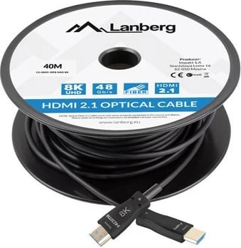 Kabllo HDMI optik Lanberg CA-HDMI-30FB-0400-BK, 40m, 8K, E zezë