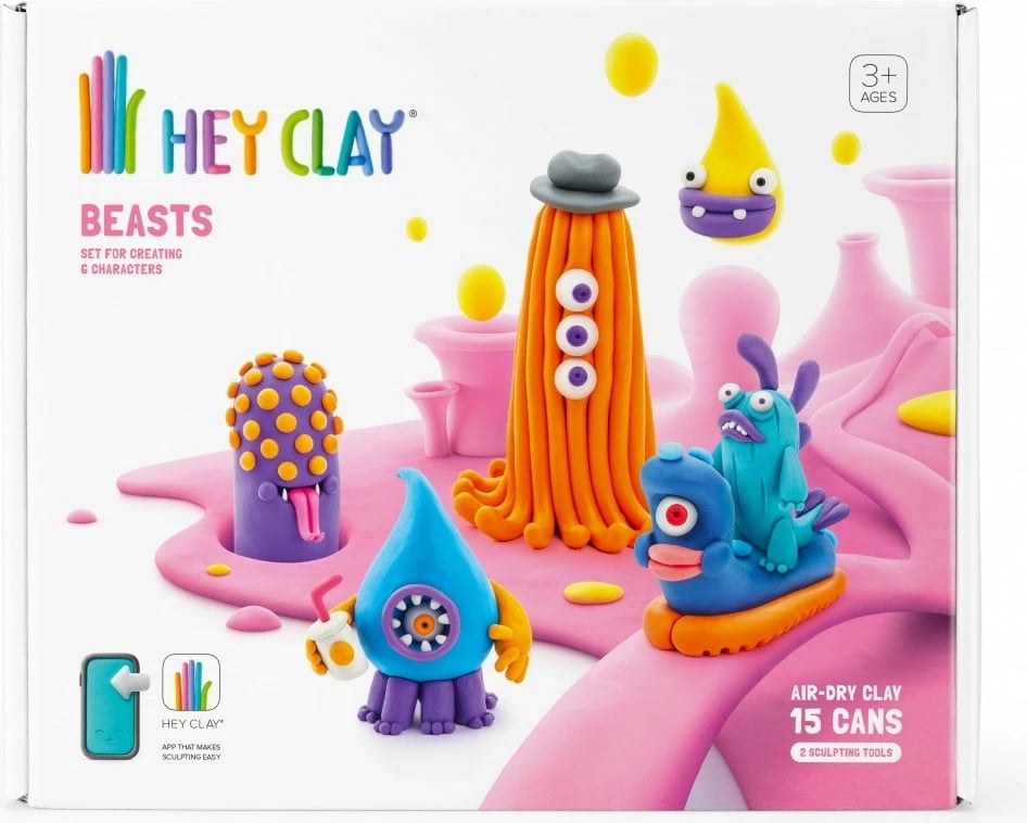 Set plasteline Hey Clay Bestie, Tm Toys, 15 kanaçe, 11 ngjyra