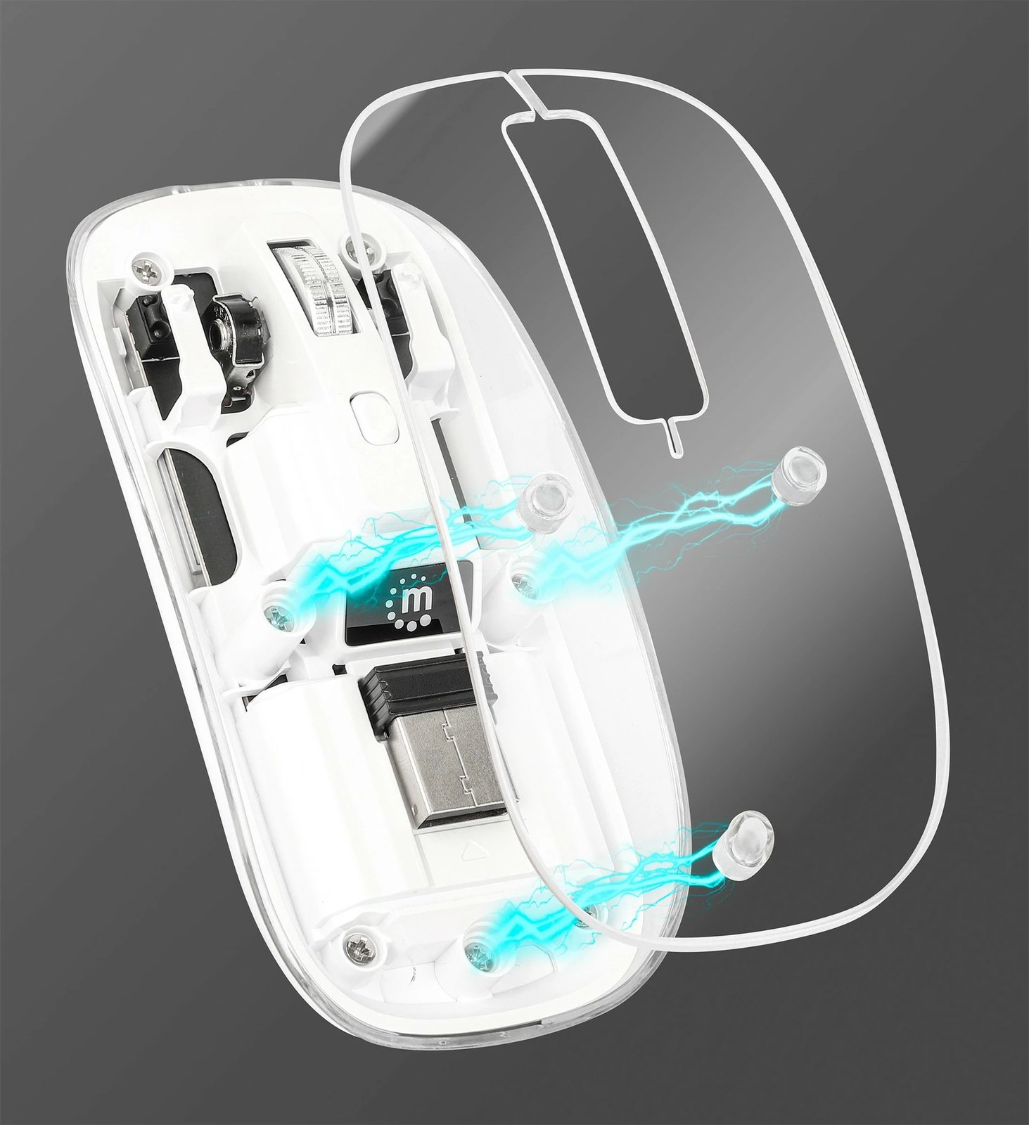 Maus MANHATTAN Funkmaus USB-A 4 tasta RGB LED bardhë transparent