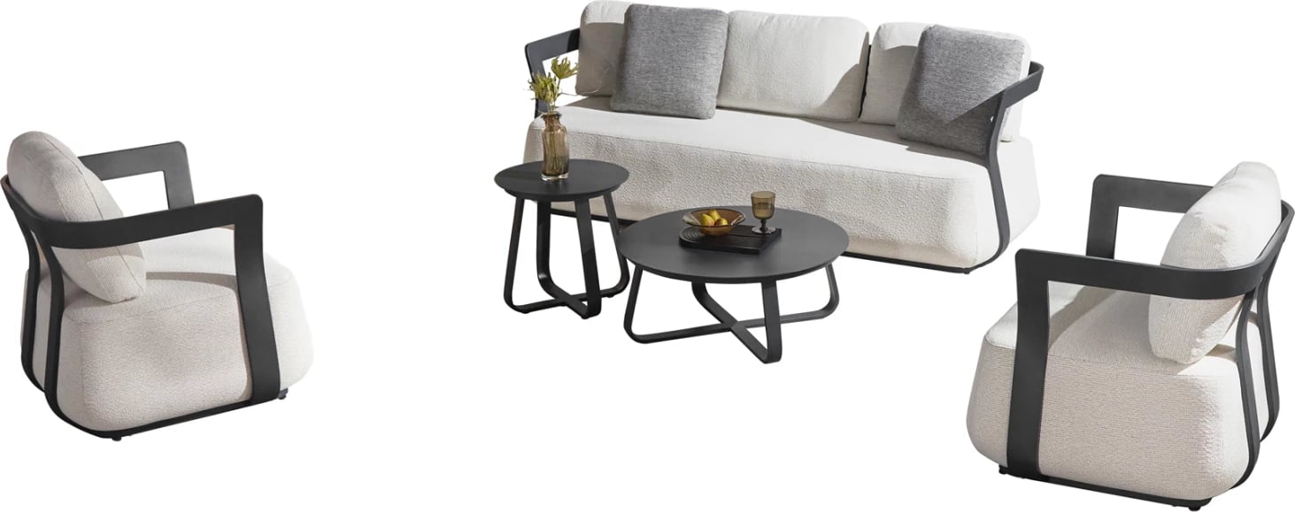 Set mobiljesh lounge për jashtë, 5 pjesë, PACIFIC CD6253.01, alumin gri i errët, material krem