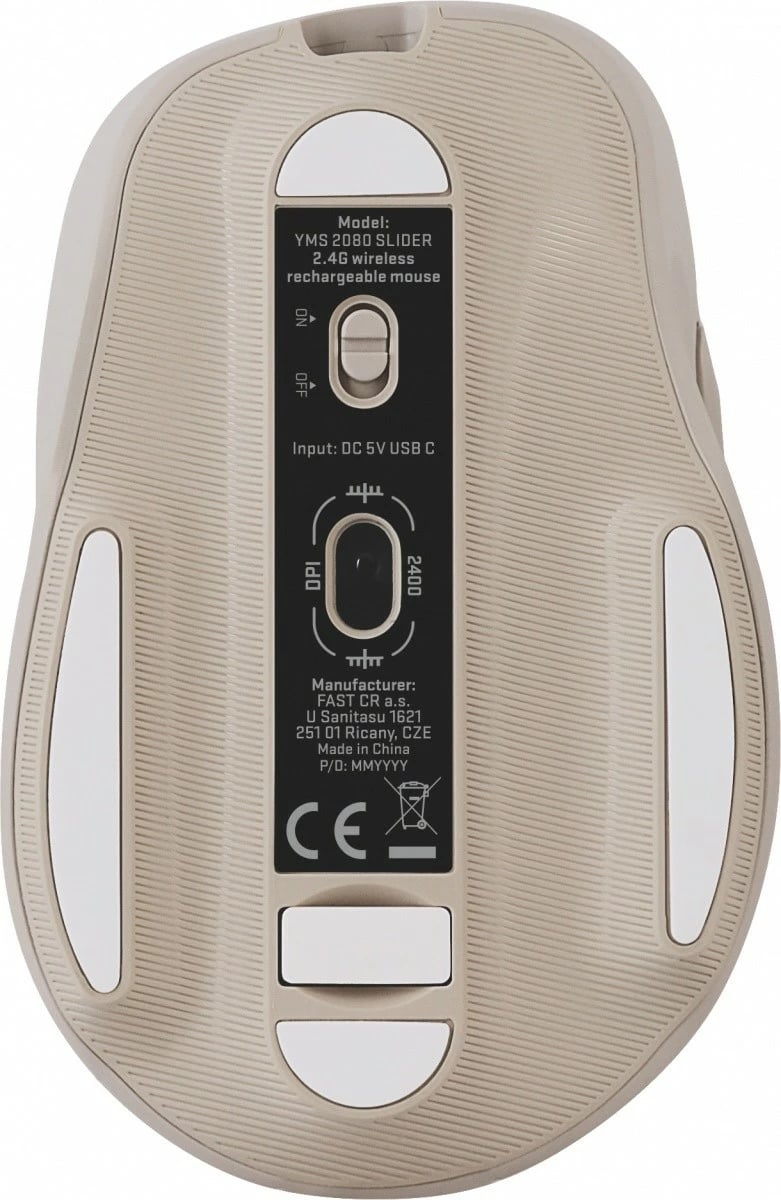 Maus wireless YENKEE SLIDER YMS 2080BG, 2400 DPI, 6 butona, Bezhe
