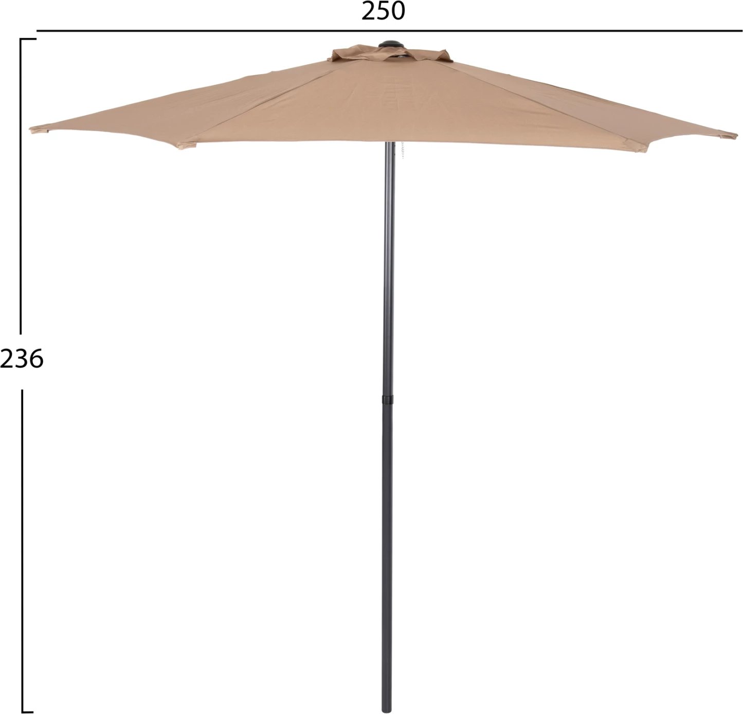 Ombrellë alumini me 6 rreze KACEN FH6030.04 ngjyrë mocha-antracit Φ250x236H cm