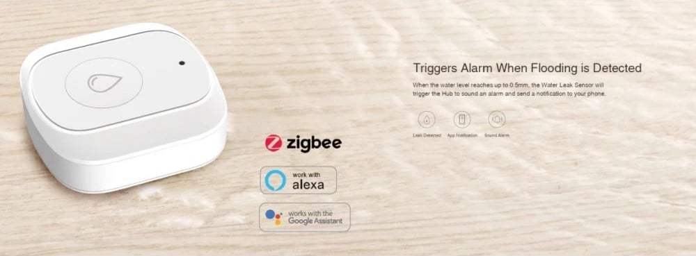 Sensor i zgjuar për zbulimin e rrjedhjes së ujit WOOX, i bardhë