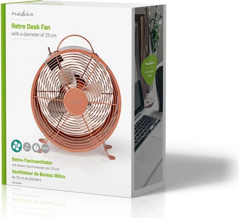 Ventilator tavoline Nedis FNCL10PK20, metalik, rozë